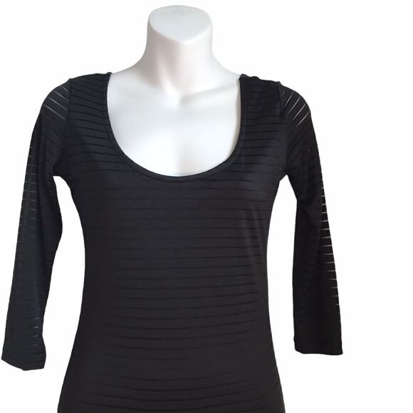 Forever 21 Black Striped Scoop Neck Bodycon Mini Dress Small - Picture 8 of 15
